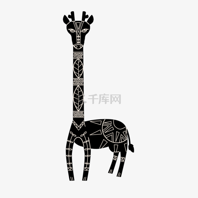 抽象风格长颈鹿剪影花纹