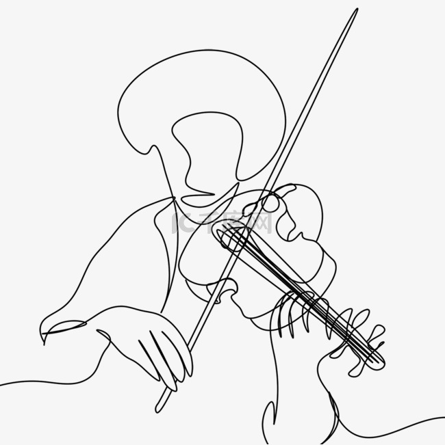 抽象线条画小提琴表演