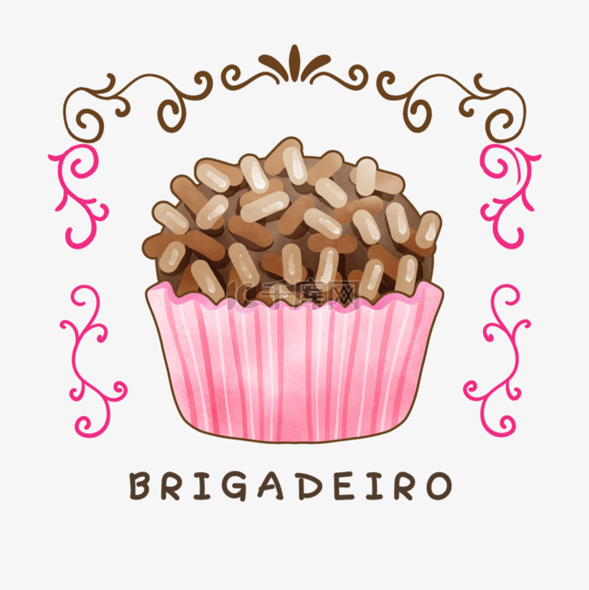 巴西甜品brigadeiro边框水彩风格