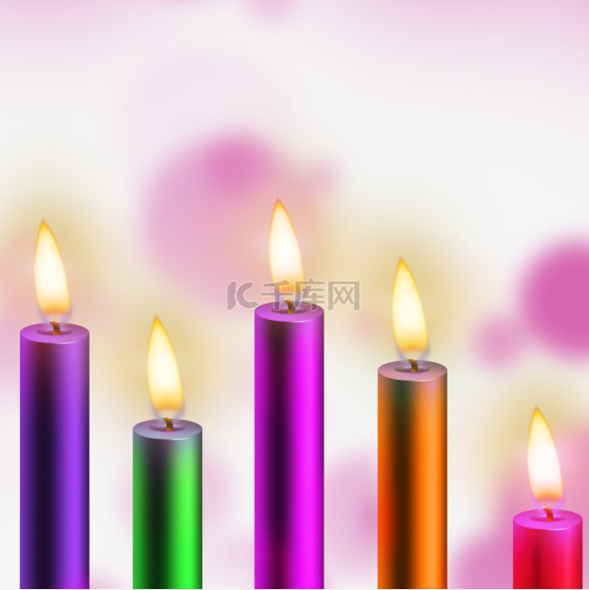 彩色唯美浪漫的蜡烛
