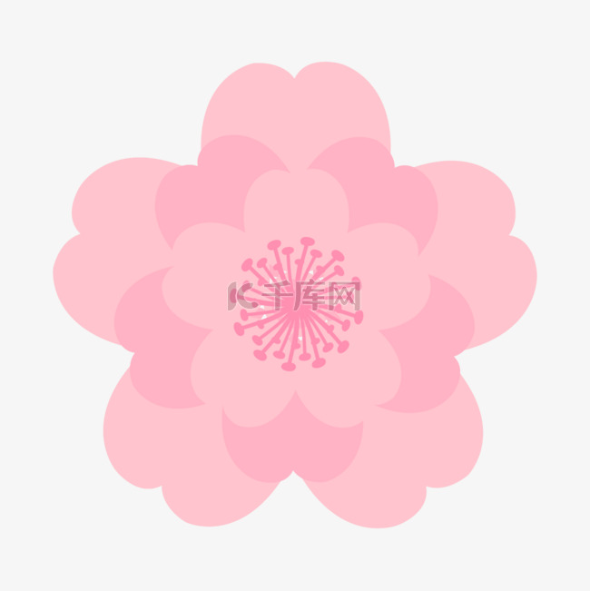 多层粉色樱花剪纸装饰