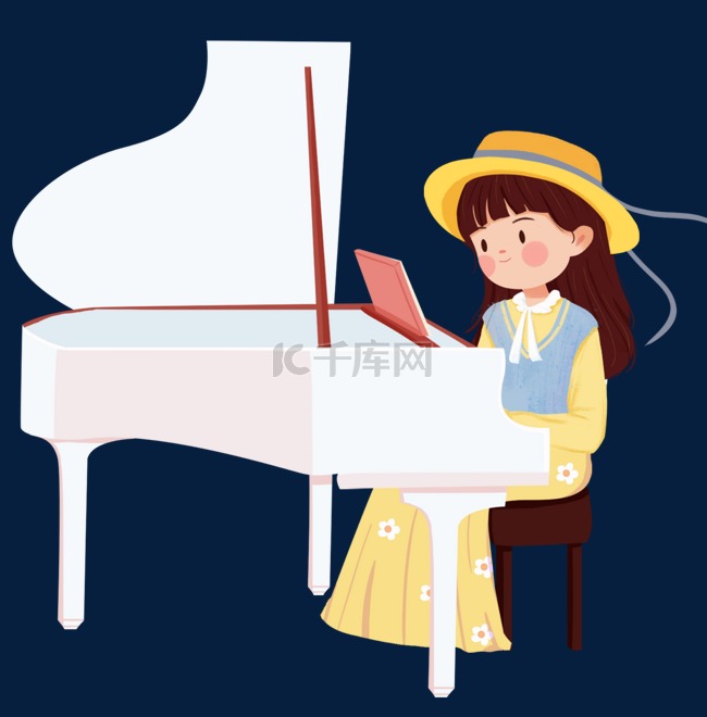 音乐节女孩弹钢琴