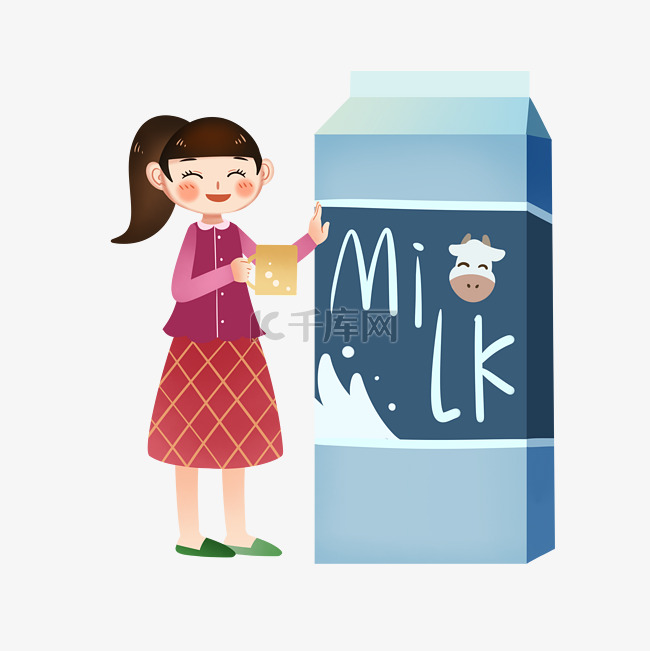 喝牛奶的女孩