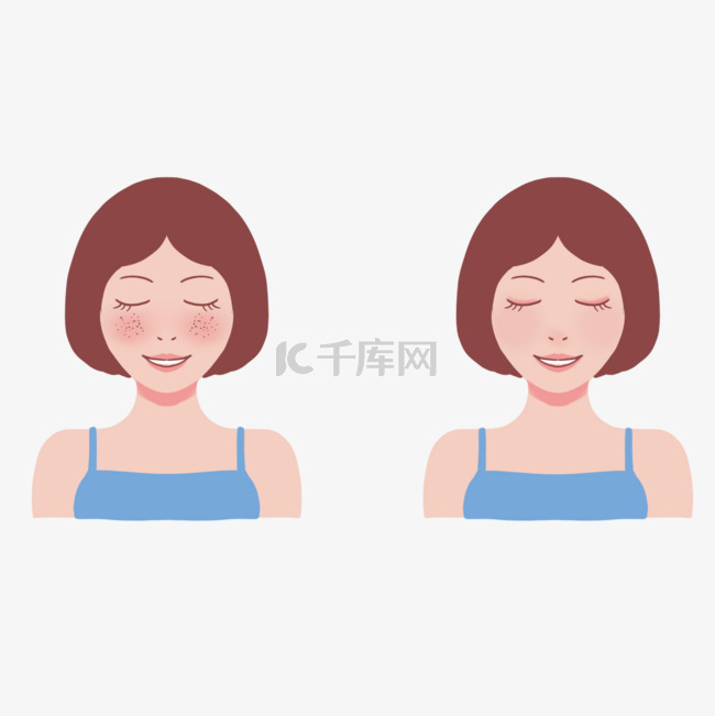 雀斑美容短发女性人物