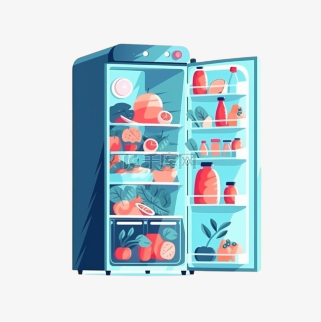 卡通手绘家电电冰箱