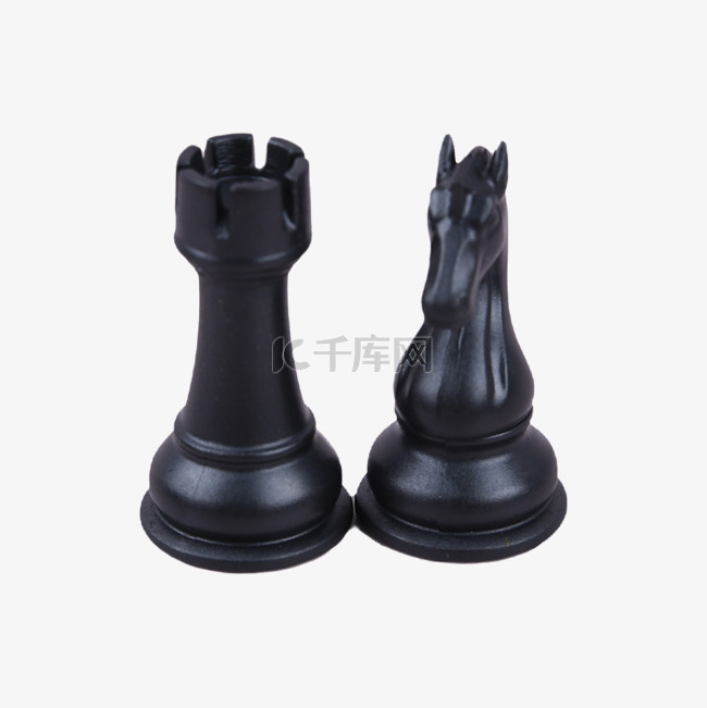 两个国际象棋简洁棋子黑色