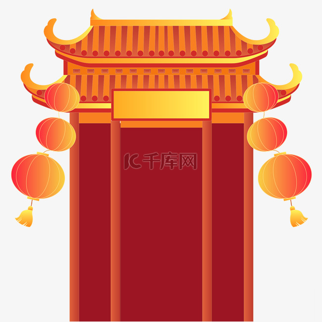 红色传统古典建筑春节