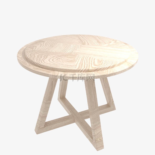 仿真3D立体圆形木桌简约家具