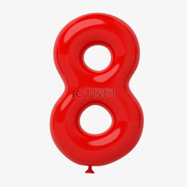 红色气球号码3d数字8