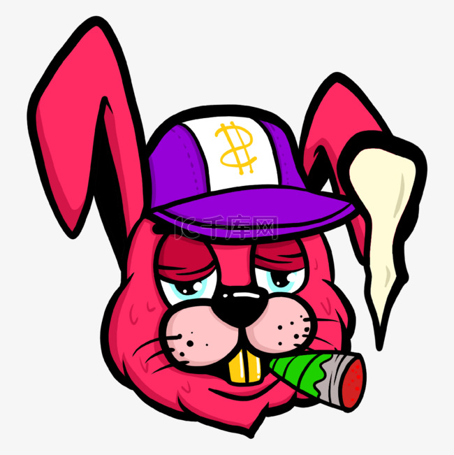 兔子波普嘻 风格紫色帽子