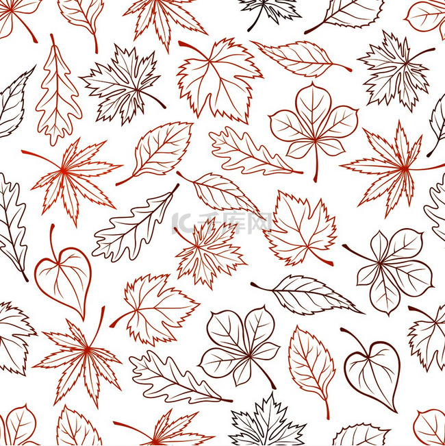 留下轮廓无缝的背景秋季树叶壁纸