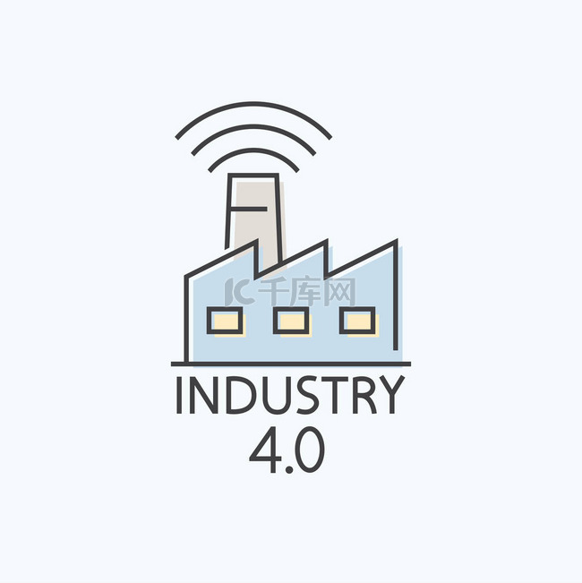 工业4.0 图标在平面样式。为您的设计, 徽标。向量插图.
