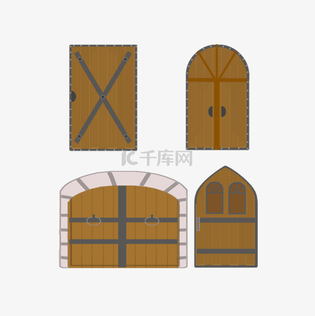 扁平风格旧木门中世纪