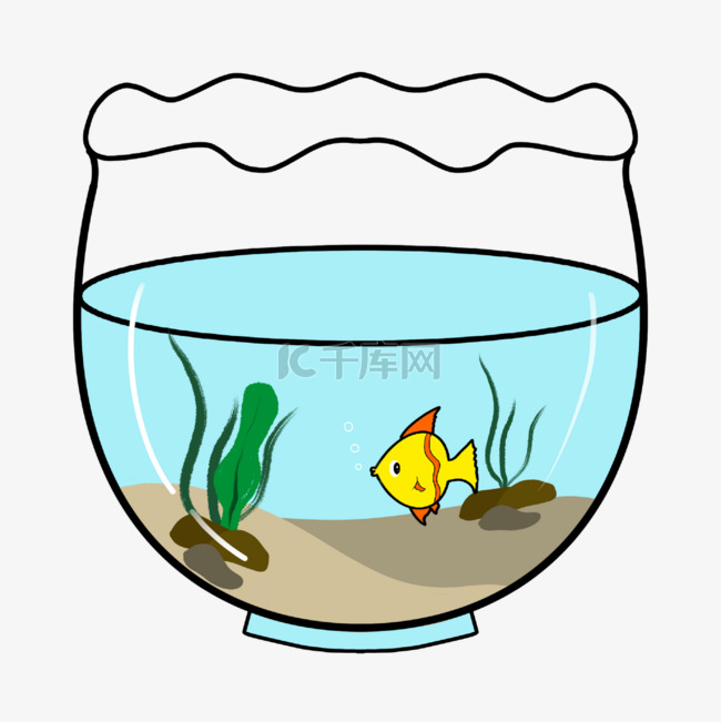 黄色小鱼鱼缸剪贴画