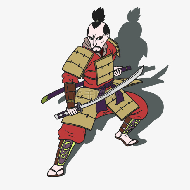 传统的卡通日本武士