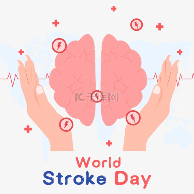 世界中风日关爱老人中风大脑