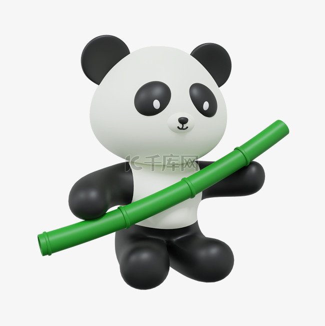 3DC4D立体熊猫竹子