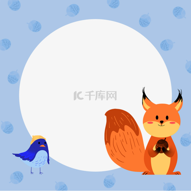 小鸟狐狸蓝色卡通动物facebook边框