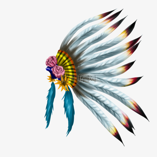 花朵装饰尖端渐变羽毛印第安美洲