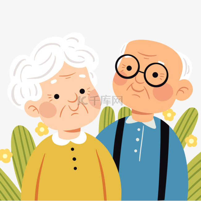 可爱风格白发祖父母