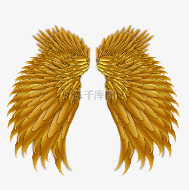 下垂金属质感金色翅膀