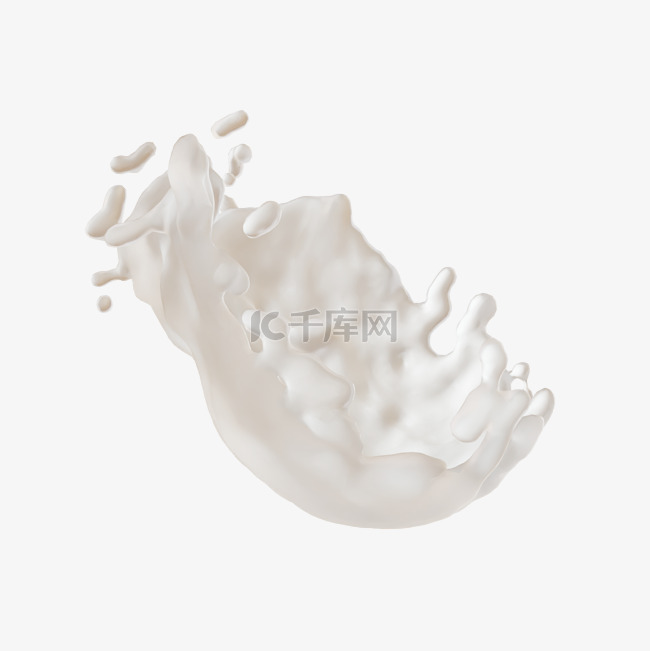 3D飞溅牛奶白色液体