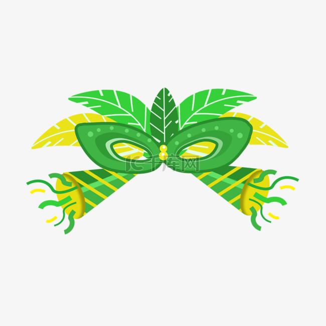 巴西狂欢节绿色卡通面具