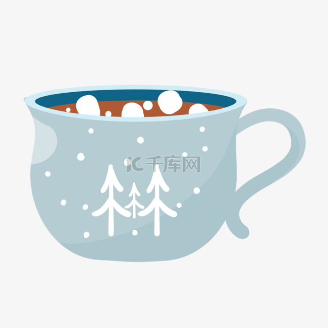 蓝色冬季热饮咖啡杯