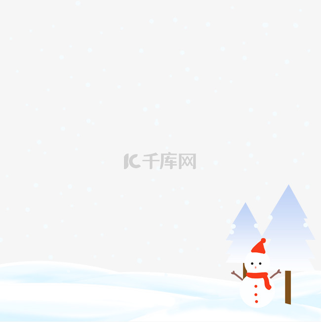 冬天雪人底部边框底边雪景