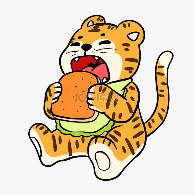 虎年老虎吃汉堡包