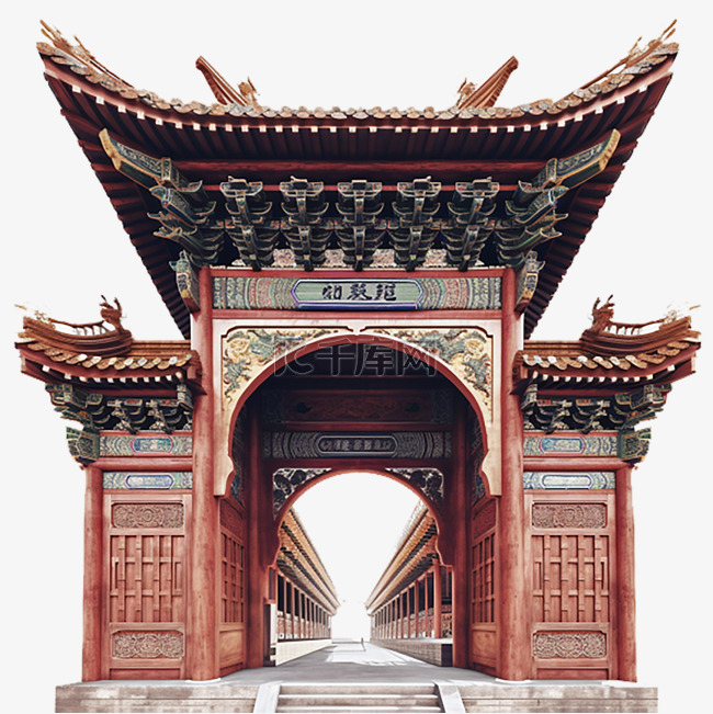 木质建筑的中国古代建筑拱门