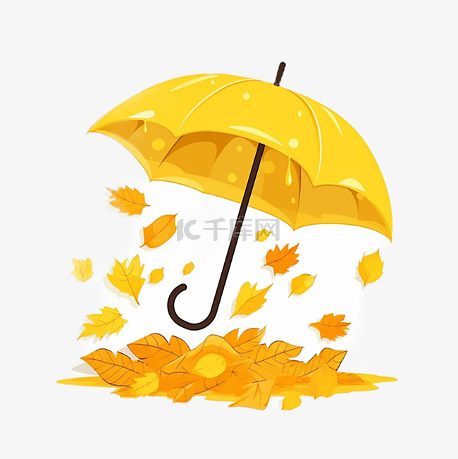 黄色雨伞落叶贴纸