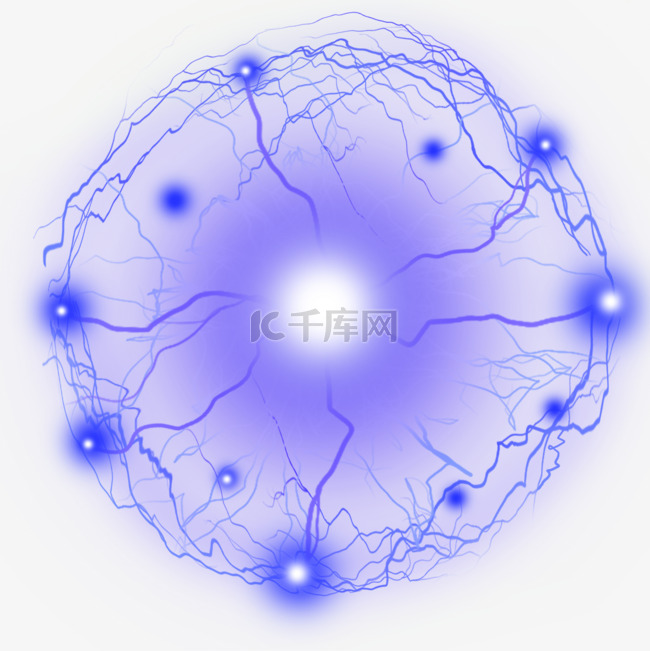 蓝色闪电球光效雷电