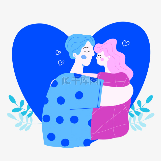 蓝色国际接吻日插画