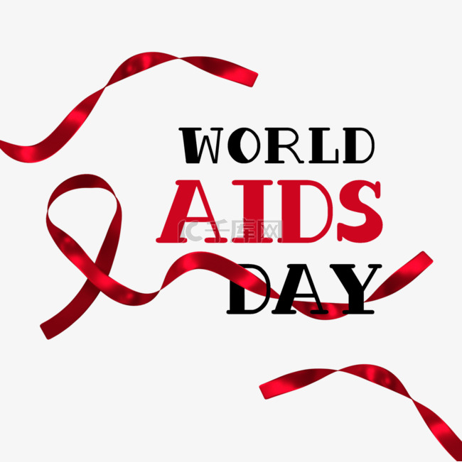 世界艾滋病日防治红丝带飘动