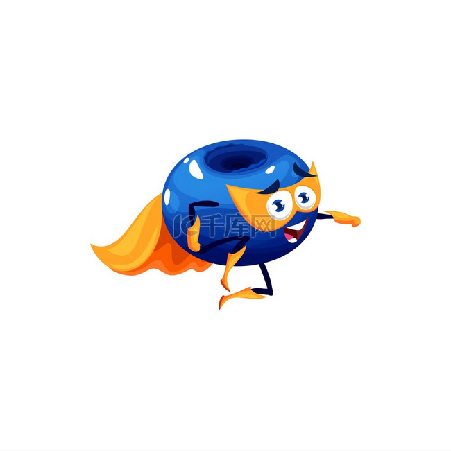 有趣的蓝莓飞行人物卡通越橘超级