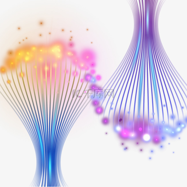 三维光纤蓝紫色光效抽象线条