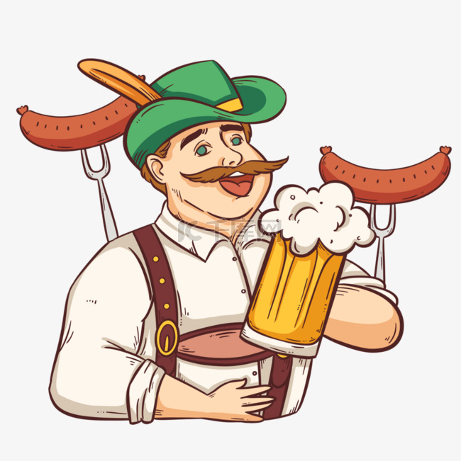 卡通可爱德国慕尼黑啤酒节人物