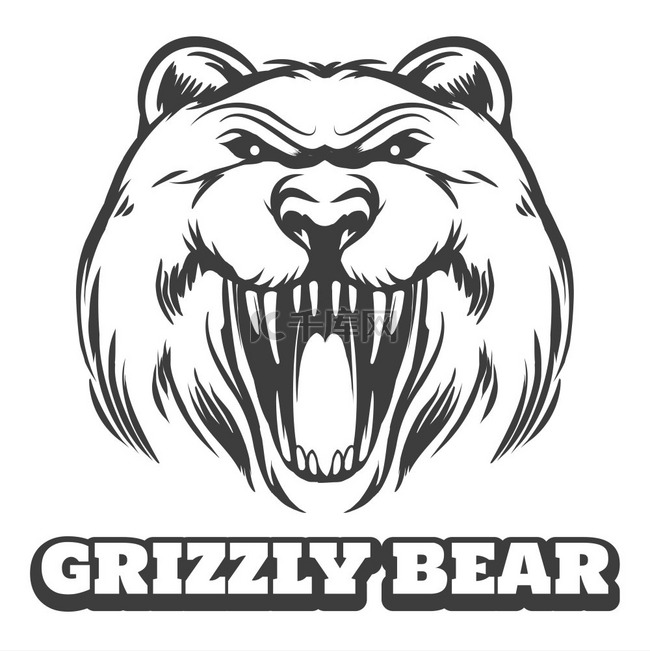 灰熊头像标志熊头标志带有标志的