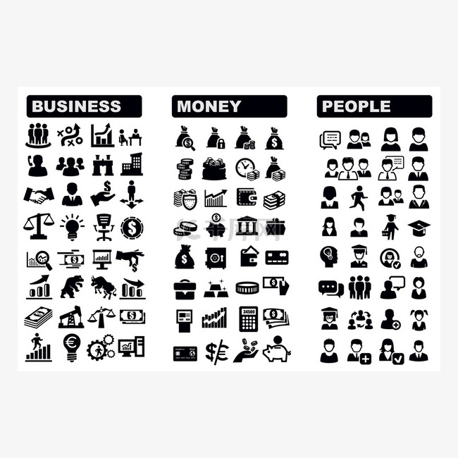 商务、 金钱和图标