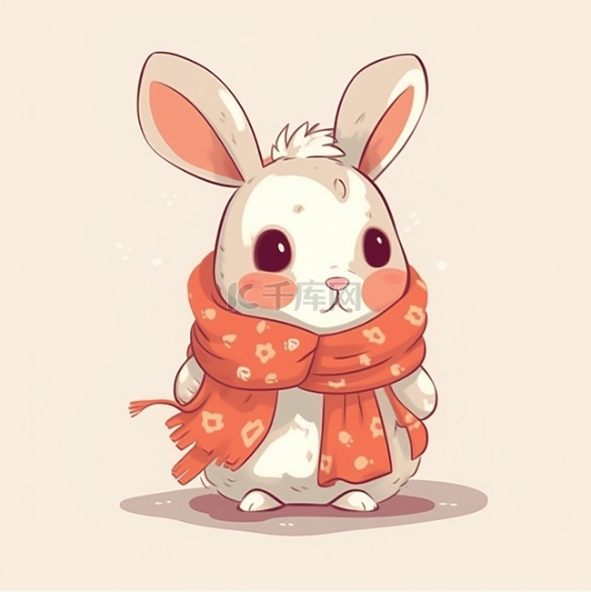 一只带着围巾的小兔子