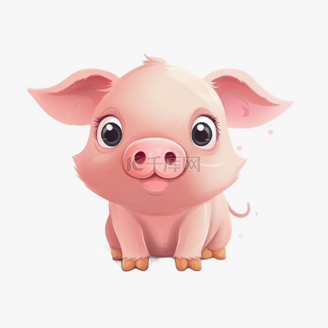 卡通可爱手绘动物小动物元素猪