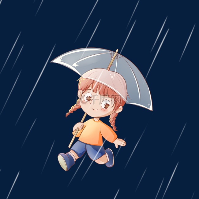女孩撑伞下雨谷雨