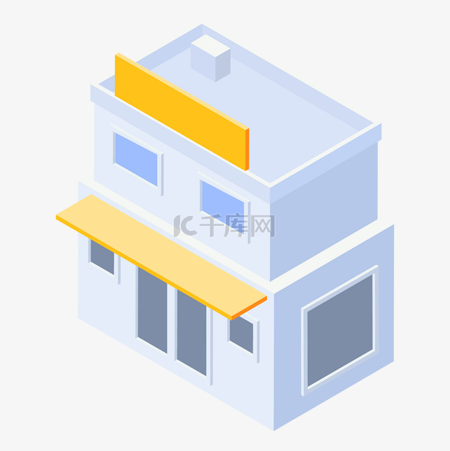 双十二双12促销商店建筑楼房2.5D