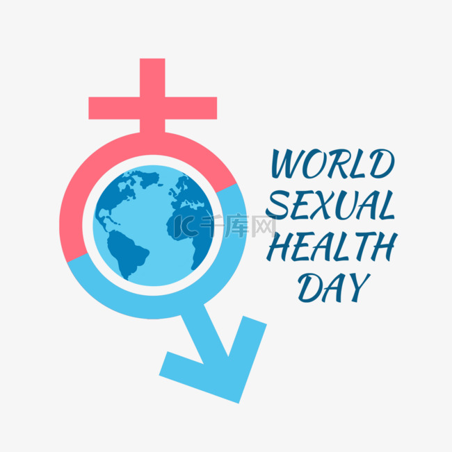 蓝粉色符号世界性健康日地球