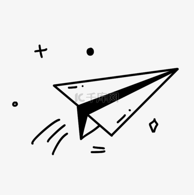 飞翔的纸飞机线稿涂鸦