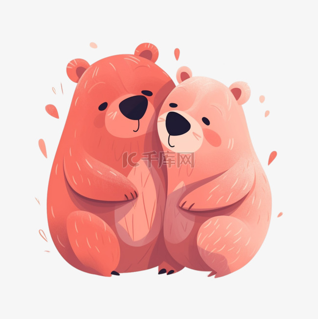 卡通手绘情侣小动物小熊