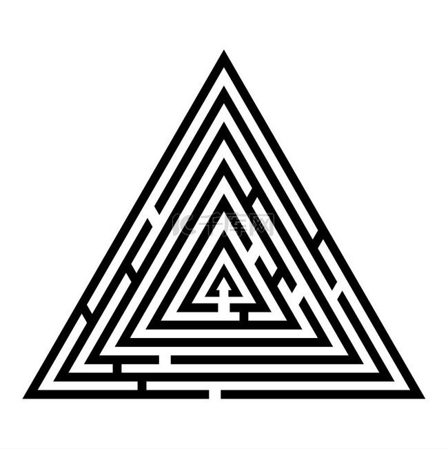 三角形迷宫迷宫难题图标黑色矢量