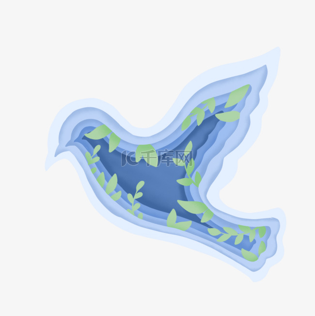 纸质纸鸽子的国际和平日树叶层次