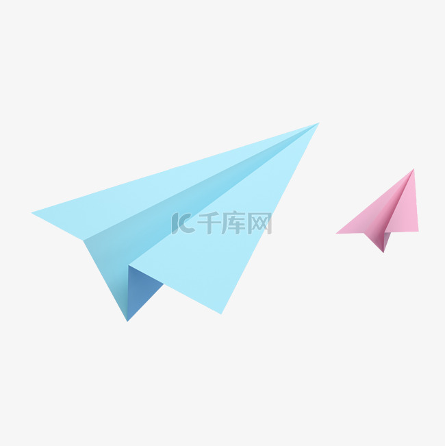 3D立体纸飞机蓝色折纸